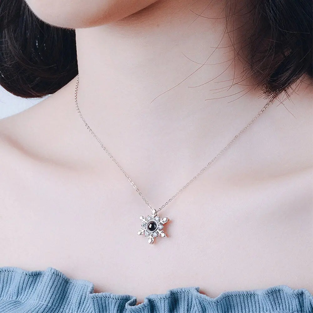 Personalized Projection Necklace Custom Photo Jewelry Women Snowflake Pendant nowadaysfashion