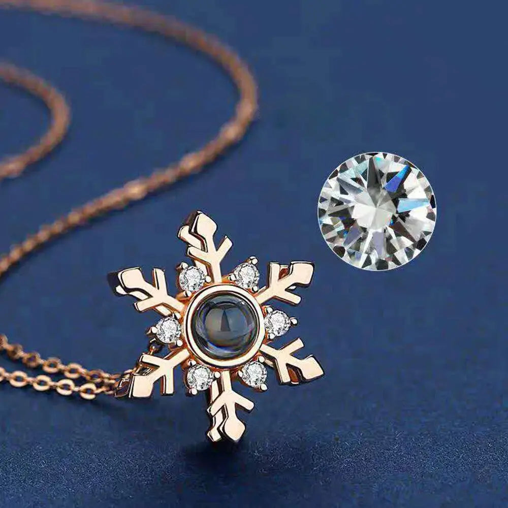 Personalized Projection Necklace Custom Photo Jewelry Women Snowflake Pendant nowadaysfashion