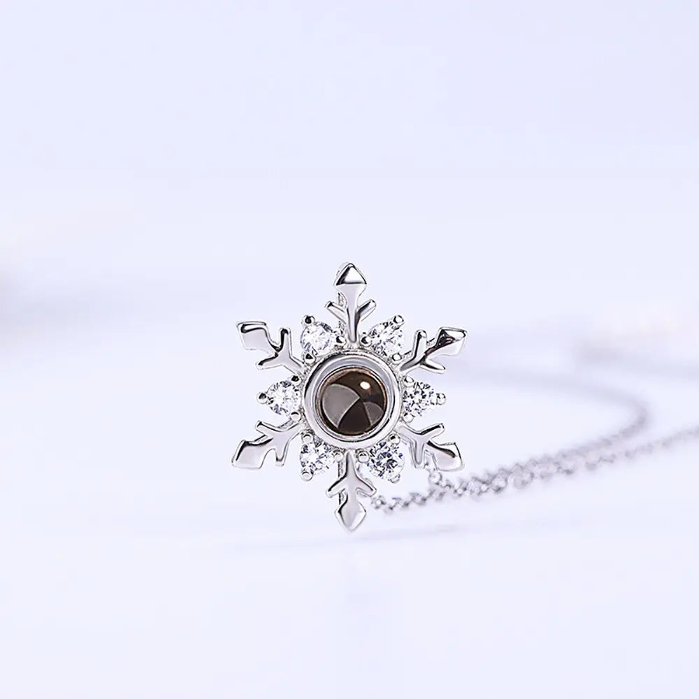 Personalized Projection Necklace Custom Photo Jewelry Women Snowflake Pendant nowadaysfashion