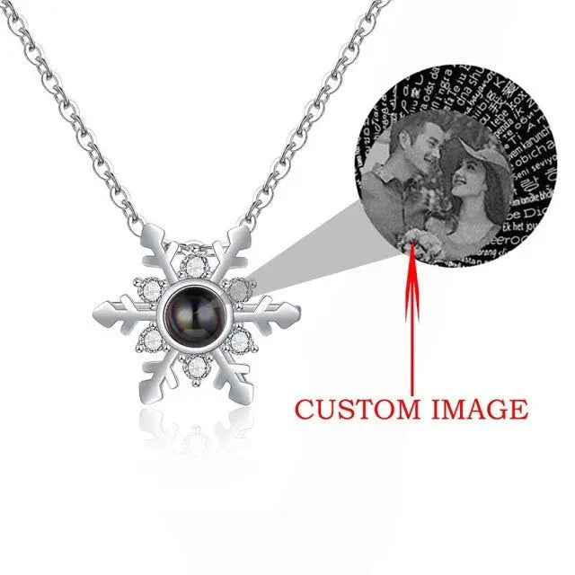Personalized Projection Necklace Custom Photo Jewelry Women Snowflake Pendant nowadaysfashion