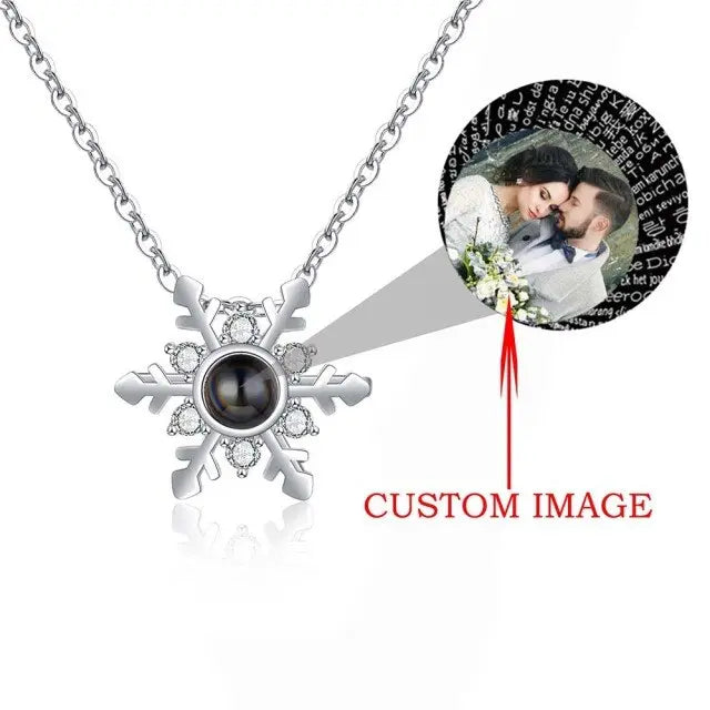 Personalized Projection Necklace Custom Photo Jewelry Women Snowflake Pendant nowadaysfashion
