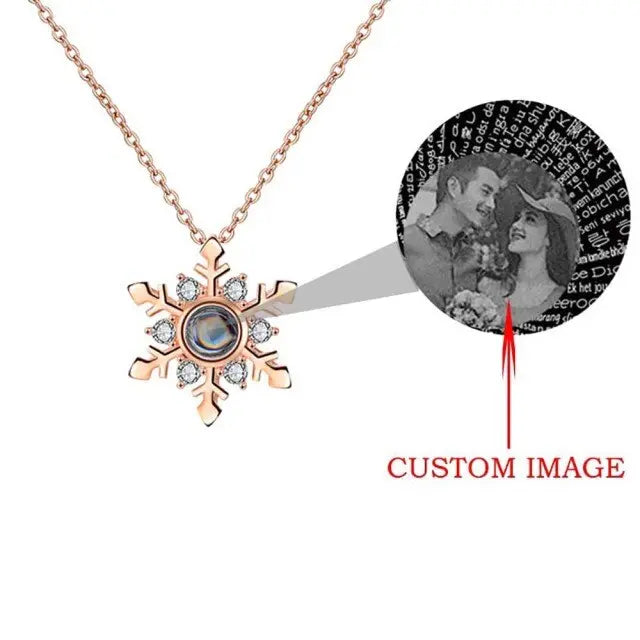 Personalized Projection Necklace Custom Photo Jewelry Women Snowflake Pendant nowadaysfashion