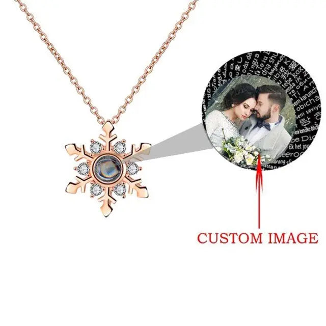 Personalized Projection Necklace Custom Photo Jewelry Women Snowflake Pendant nowadaysfashion