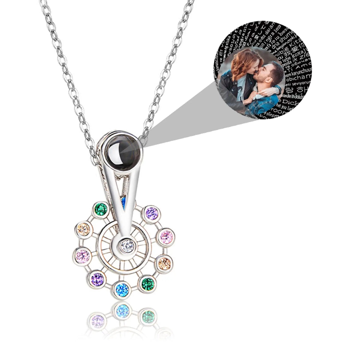 Personalized Ferris Wheel Shaped Colorful Crystal Custom Photo Projection Name Pendant nowadaysfashion