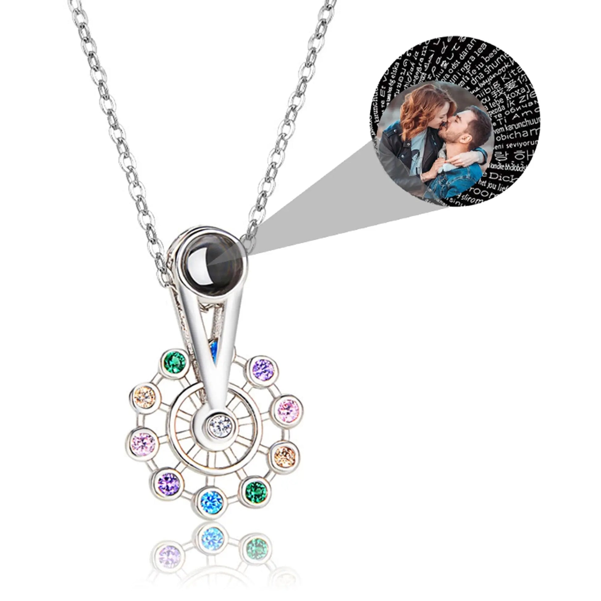 Personalized Ferris Wheel Shaped Colorful Crystal Custom Photo Projection Name Pendant nowadaysfashion