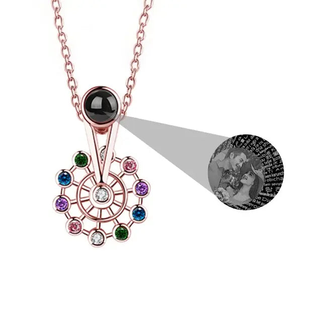 Personalized Ferris Wheel Shaped Colorful Crystal Custom Photo Projection Name Pendant nowadaysfashion