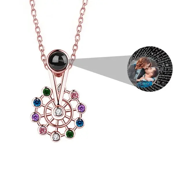 Personalized Ferris Wheel Shaped Colorful Crystal Custom Photo Projection Name Pendant nowadaysfashion