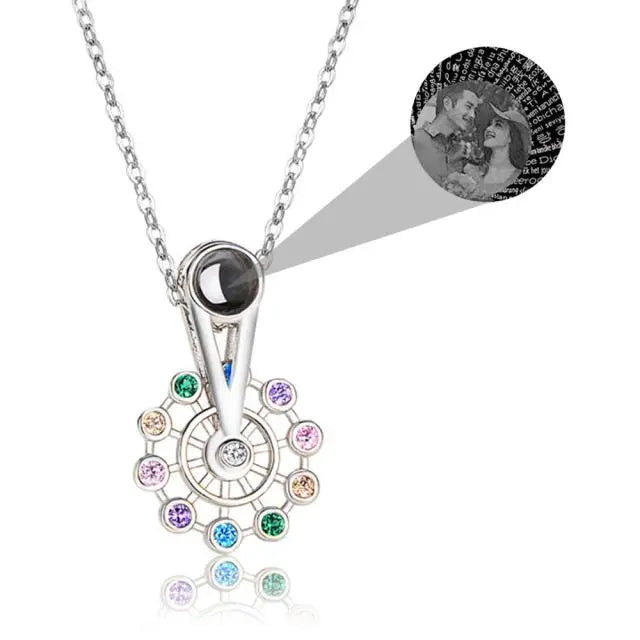 Personalized Ferris Wheel Shaped Colorful Crystal Custom Photo Projection Name Pendant nowadaysfashion