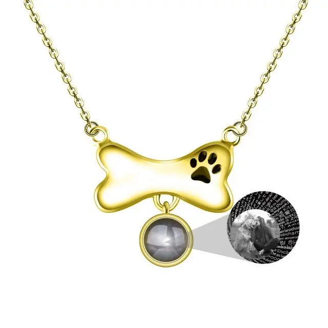 Custom Dog Bone Shaped Projection Necklace Personalized Name Photo Trendy Pendant nowadaysfashion