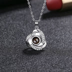 Customize Name Projection Photo Romantic Crystal Rose Necklace Gift nowadaysfashion