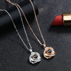 Customize Name Projection Photo Romantic Crystal Rose Necklace Gift nowadaysfashion