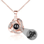 Customize Name Projection Photo Romantic Crystal Rose Necklace Gift nowadaysfashion