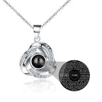 Customize Name Projection Photo Romantic Crystal Rose Necklace Gift nowadaysfashion