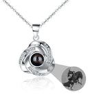 Customize Name Projection Photo Romantic Crystal Rose Necklace Gift nowadaysfashion