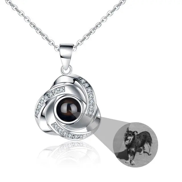 Customize Name Projection Photo Romantic Crystal Rose Necklace Gift nowadaysfashion