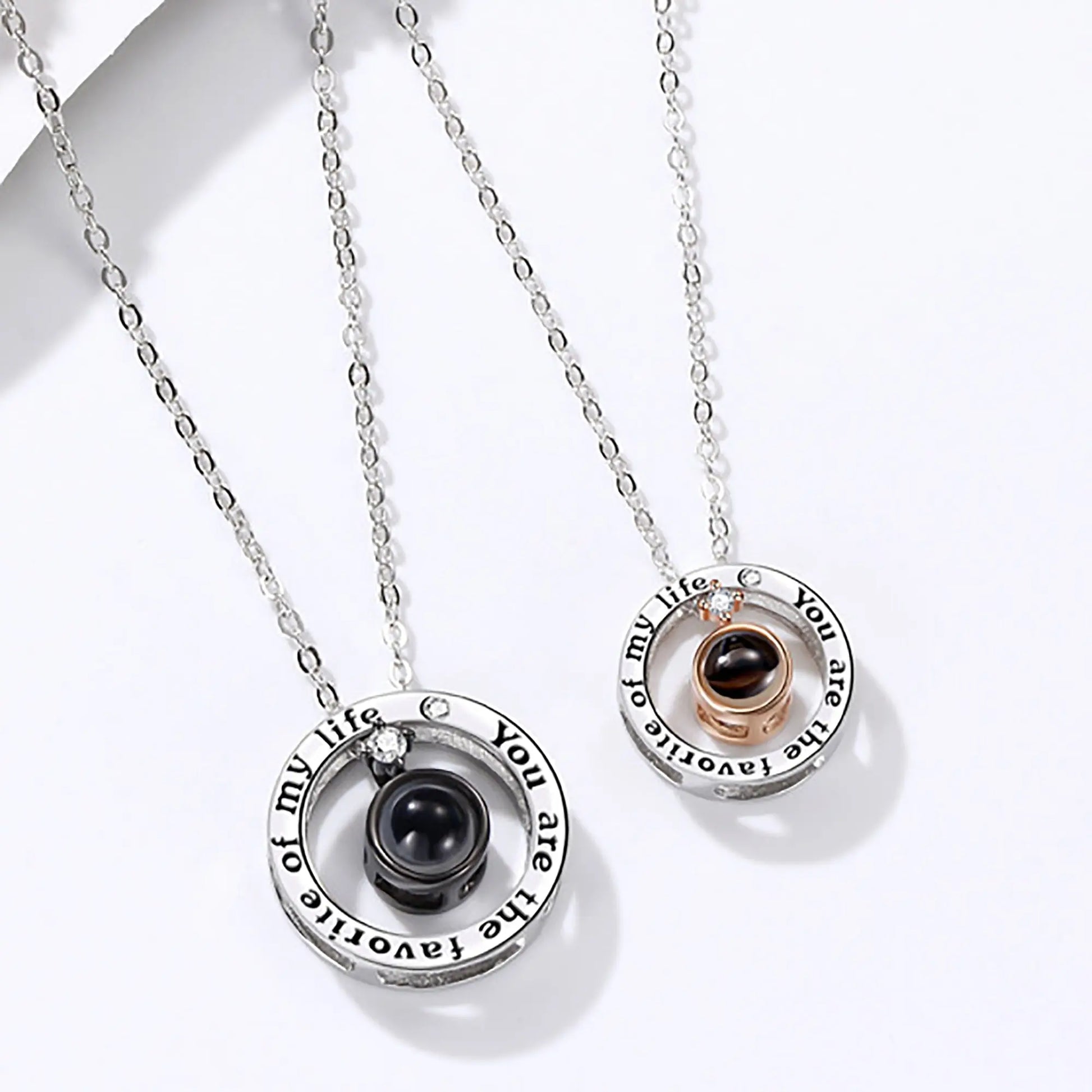 Personalized Letter Decoration Round Pendant Custom Color Photo Couple Projection Necklace nowadaysfashion