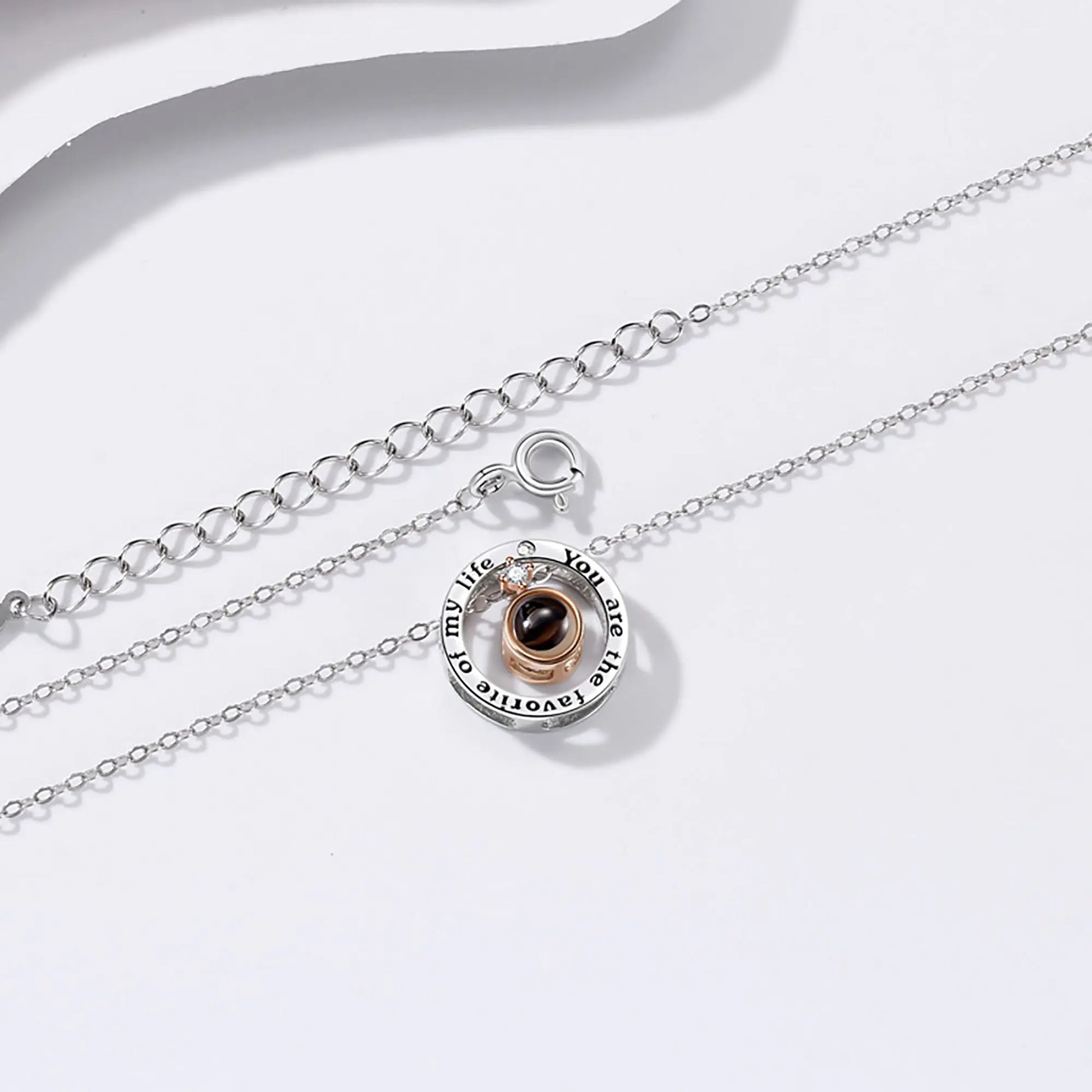 Personalized Letter Decoration Round Pendant Custom Color Photo Couple Projection Necklace nowadaysfashion