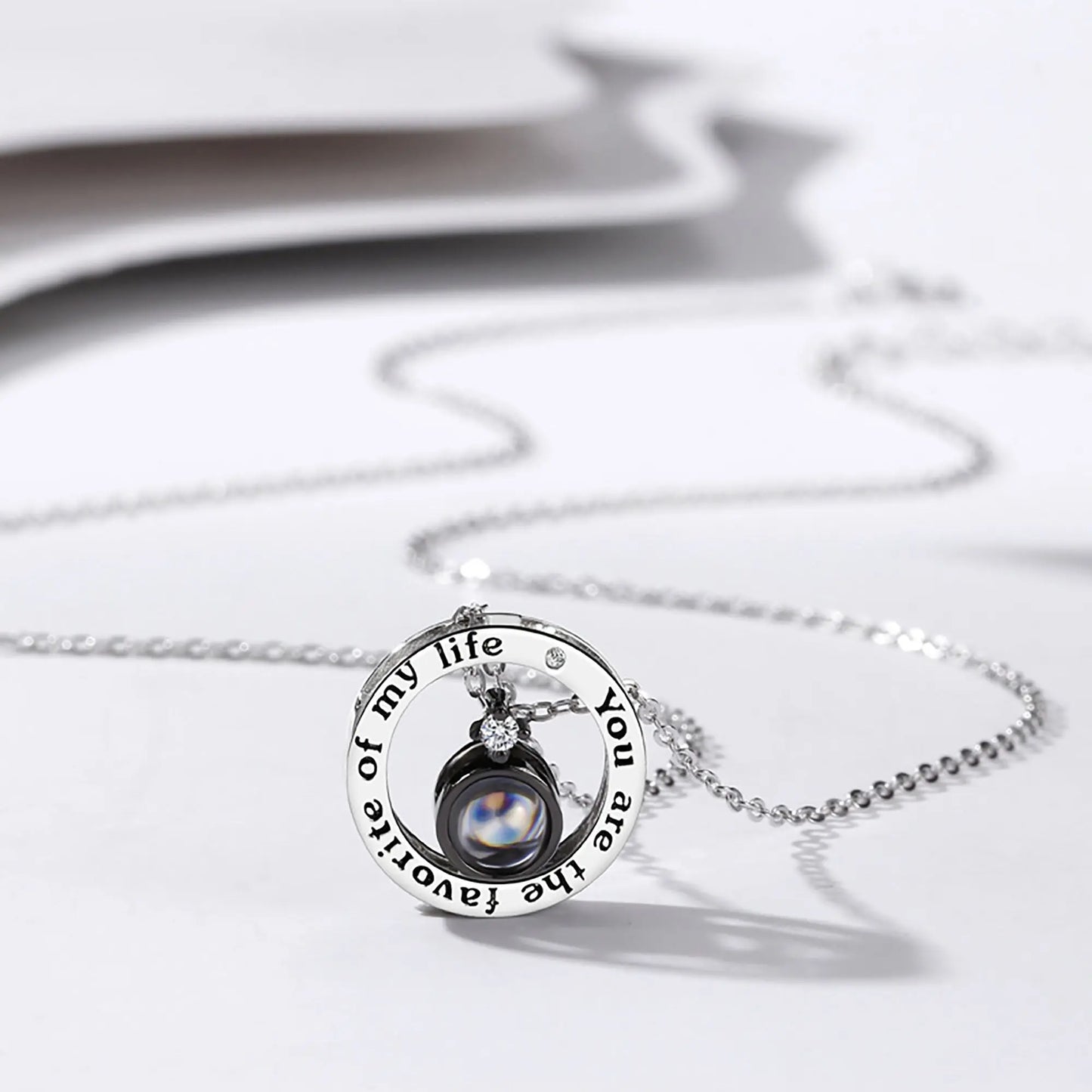 Personalized Letter Decoration Round Pendant Custom Color Photo Couple Projection Necklace nowadaysfashion