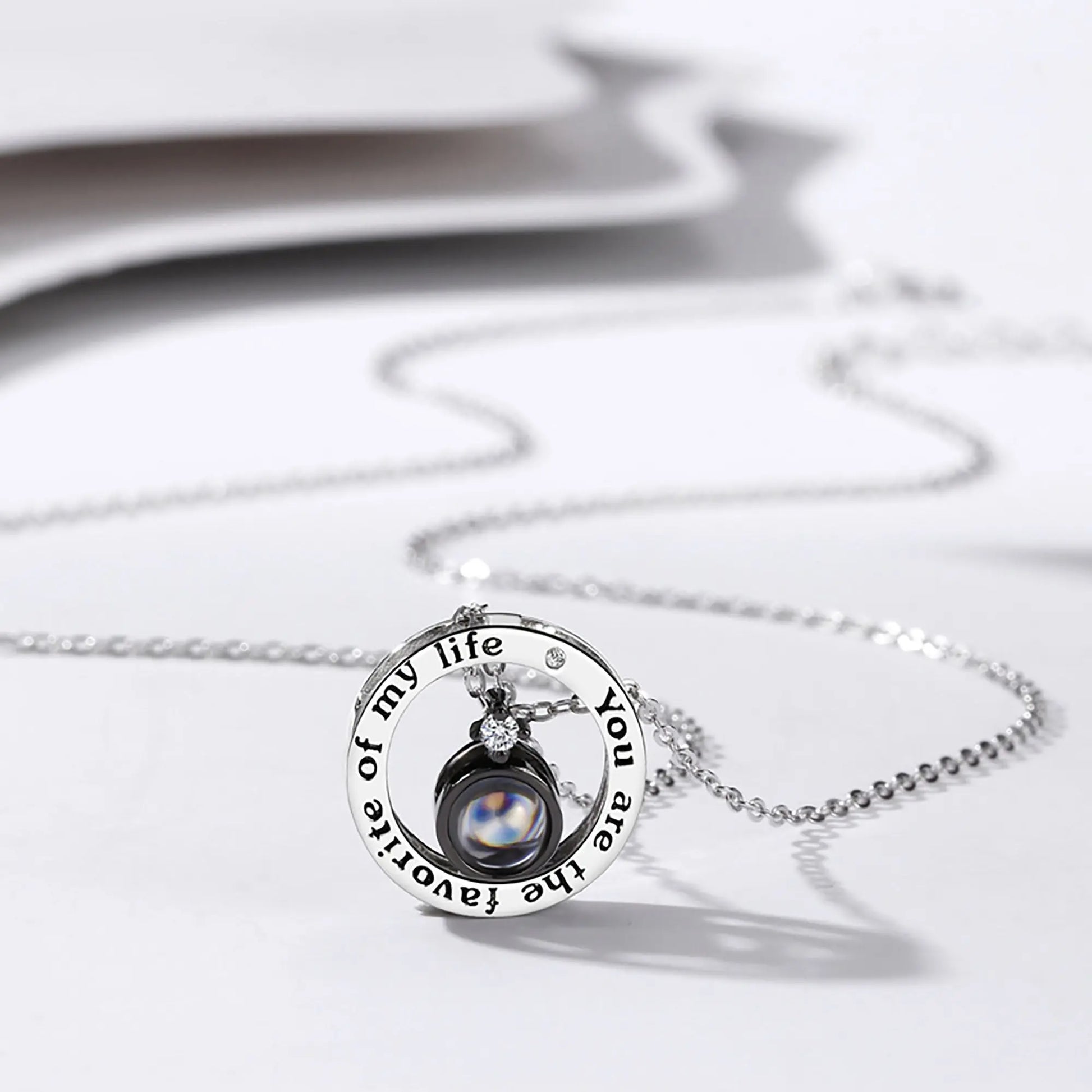 Personalized Letter Decoration Round Pendant Custom Color Photo Couple Projection Necklace nowadaysfashion