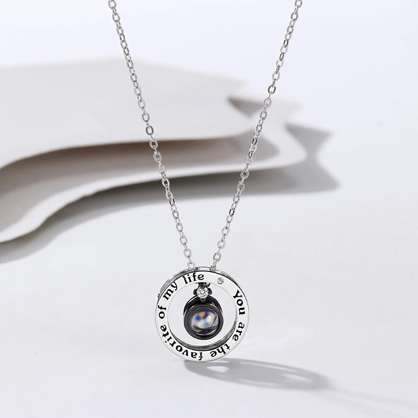 Personalized Letter Decoration Round Pendant Custom Color Photo Couple Projection Necklace nowadaysfashion
