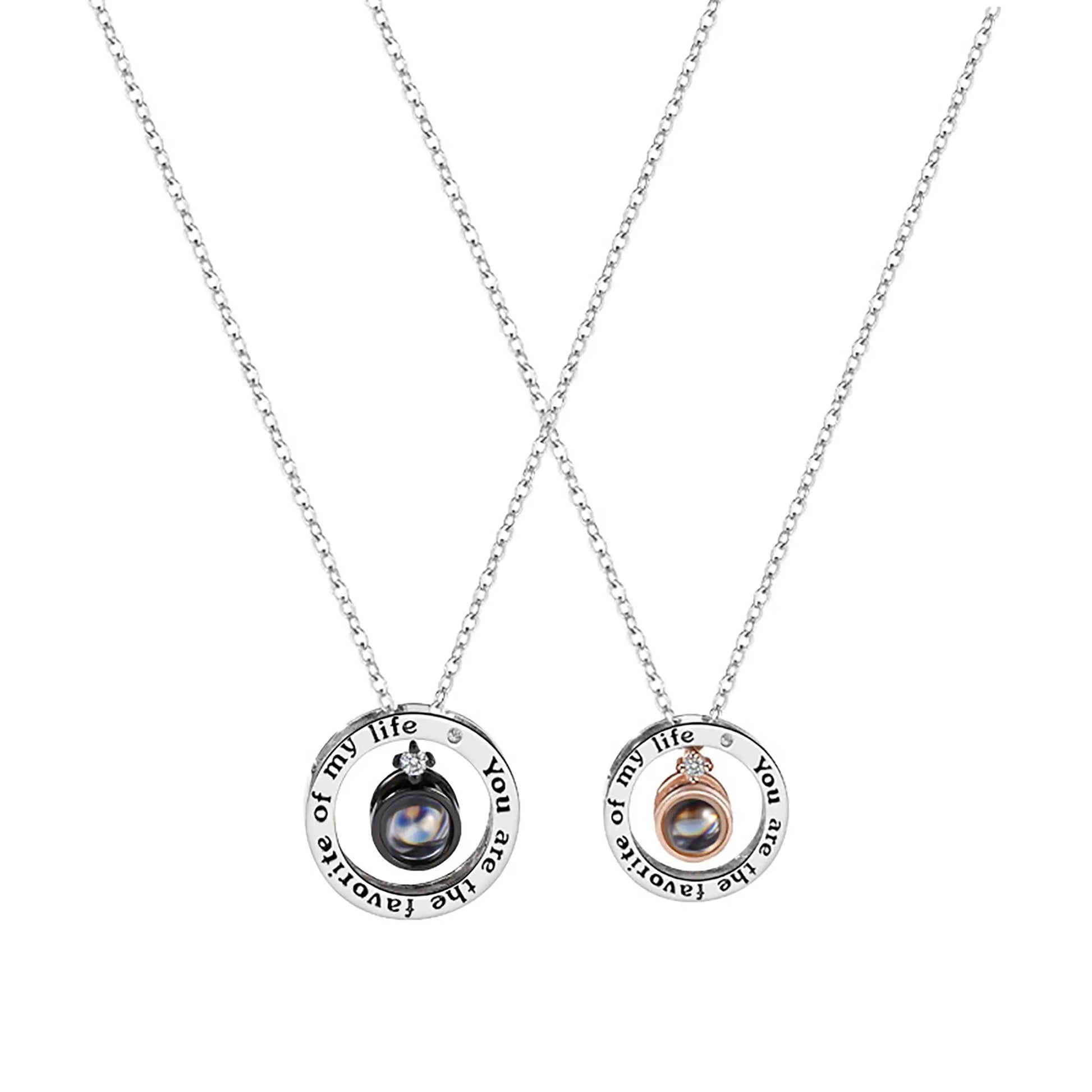 Personalized Letter Decoration Round Pendant Custom Color Photo Couple Projection Necklace nowadaysfashion