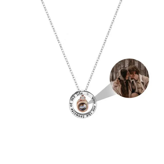 Personalized Letter Decoration Round Pendant Custom Color Photo Couple Projection Necklace nowadaysfashion