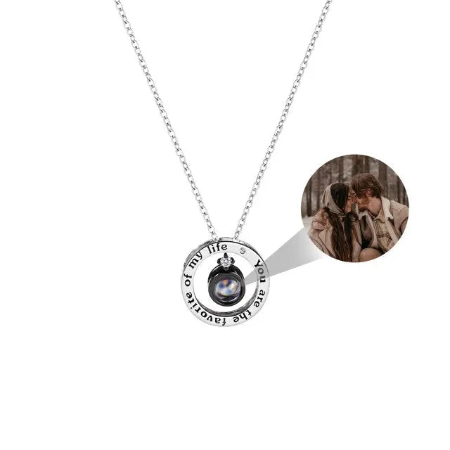 Personalized Letter Decoration Round Pendant Custom Color Photo Couple Projection Necklace nowadaysfashion