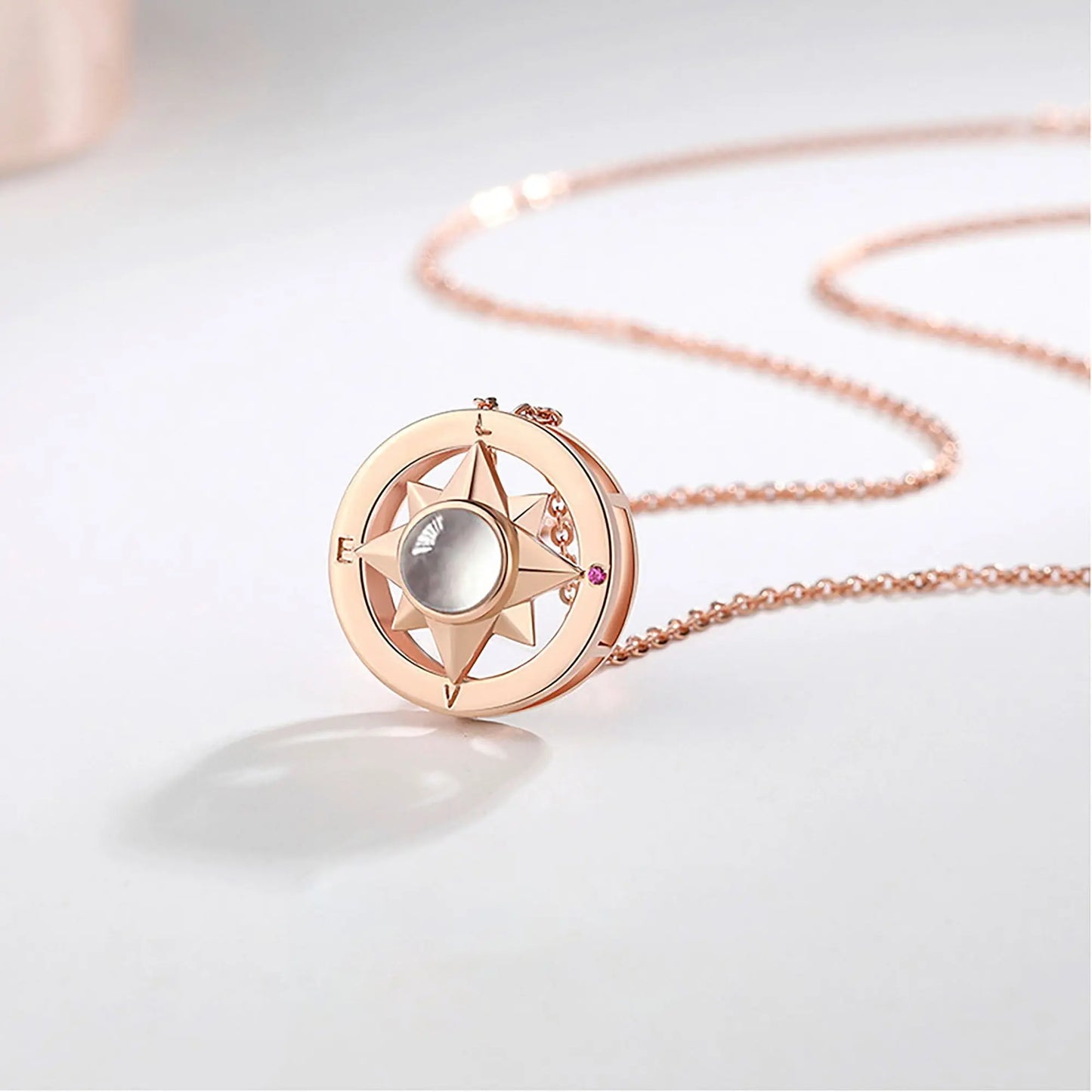 Projection Photo Necklace Custom Compass Necklace Personalized Lucky Star Couple Jewelry nowadaysfashion