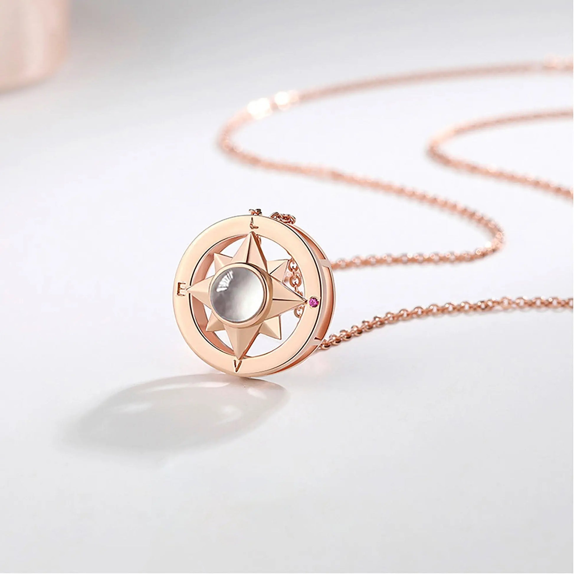 Projection Photo Necklace Custom Compass Necklace Personalized Lucky Star Couple Jewelry nowadaysfashion