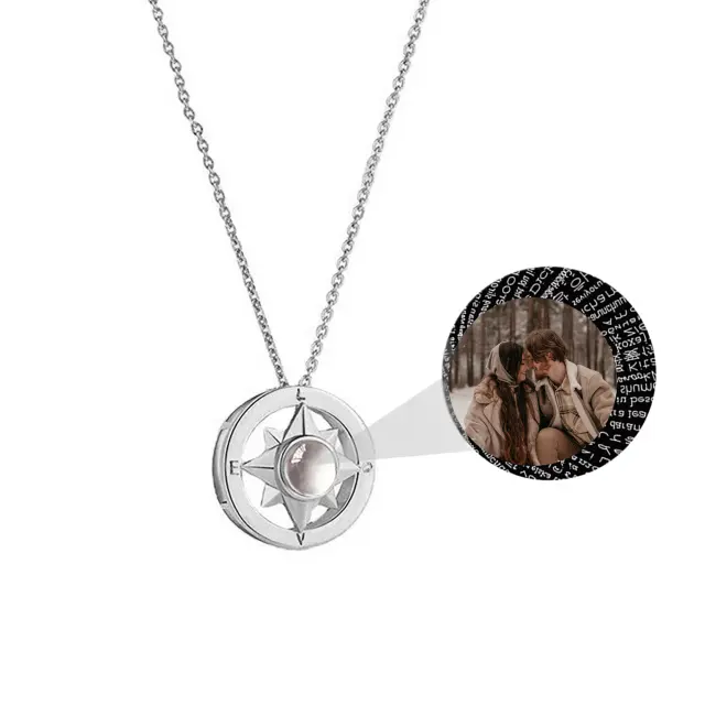Projection Photo Necklace Custom Compass Necklace Personalized Lucky Star Couple Jewelry nowadaysfashion