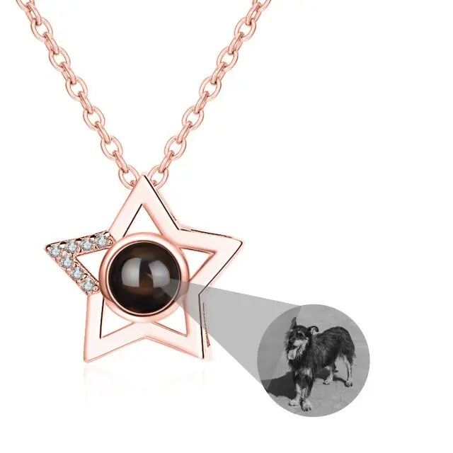 Custom Name Photo Projection Pendant Five Pointed Star Personalized Necklace nowadaysfashion