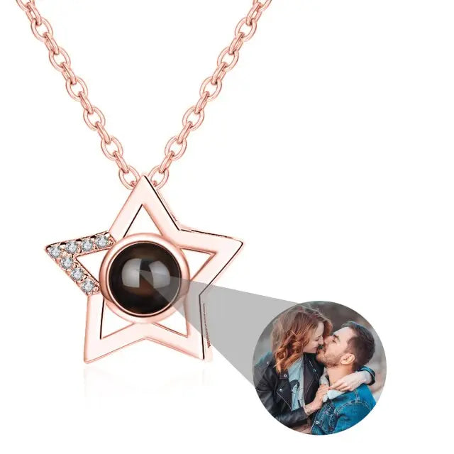 Custom Name Photo Projection Pendant Five Pointed Star Personalized Necklace nowadaysfashion