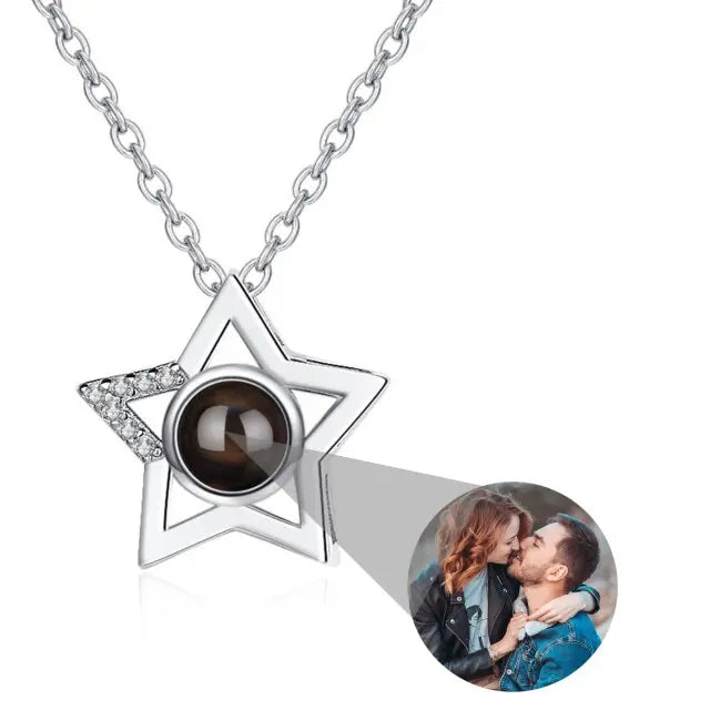 Custom Name Photo Projection Pendant Five Pointed Star Personalized Necklace nowadaysfashion