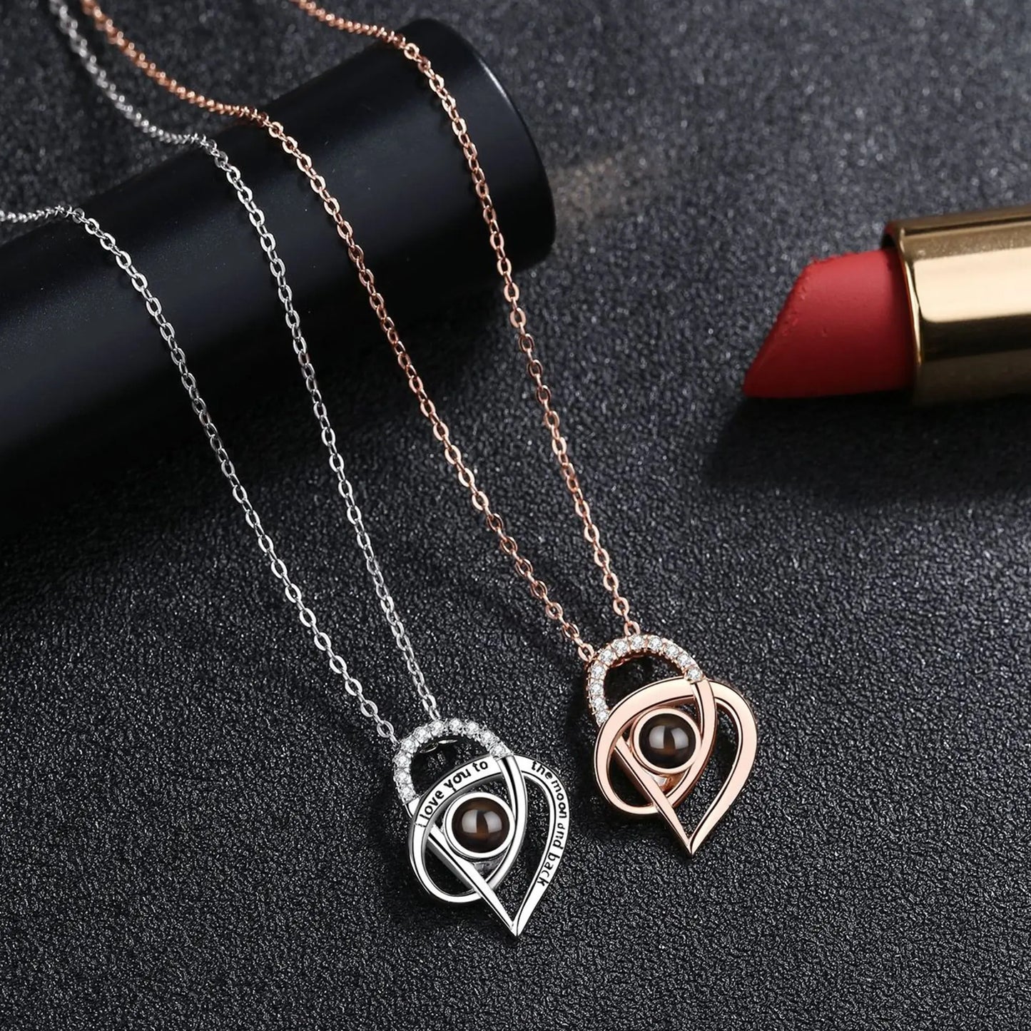 Personalized Necklaces Customize Name Projection Photo Crystal Heart Stitching Necklace nowadaysfashion