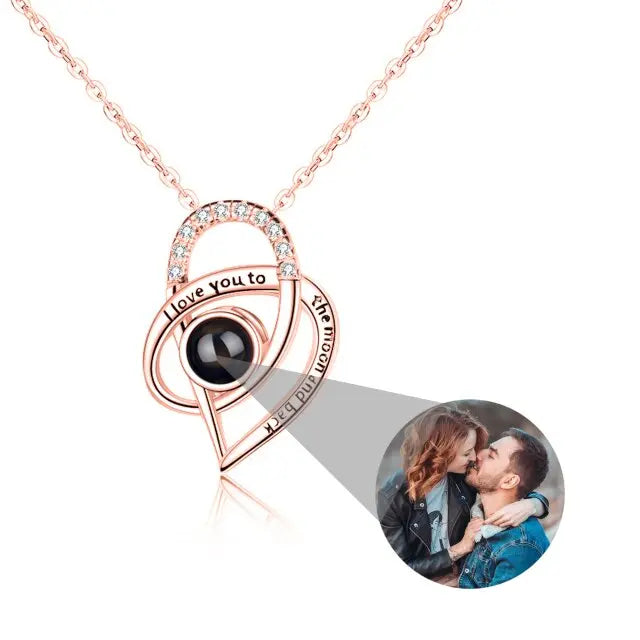 Personalized Necklaces Customize Name Projection Photo Crystal Heart Stitching Necklace nowadaysfashion