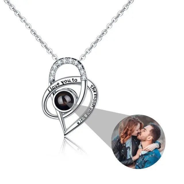 Personalized Necklaces Customize Name Projection Photo Crystal Heart Stitching Necklace nowadaysfashion