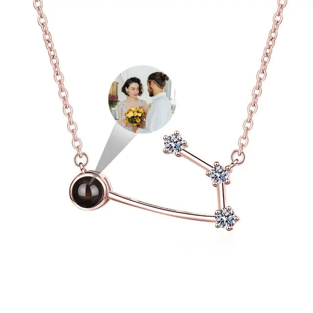 Personalized 12 Constellations Projection Necklace Customized Color Photo Pendant Jewelry Gifts nowadaysfashion