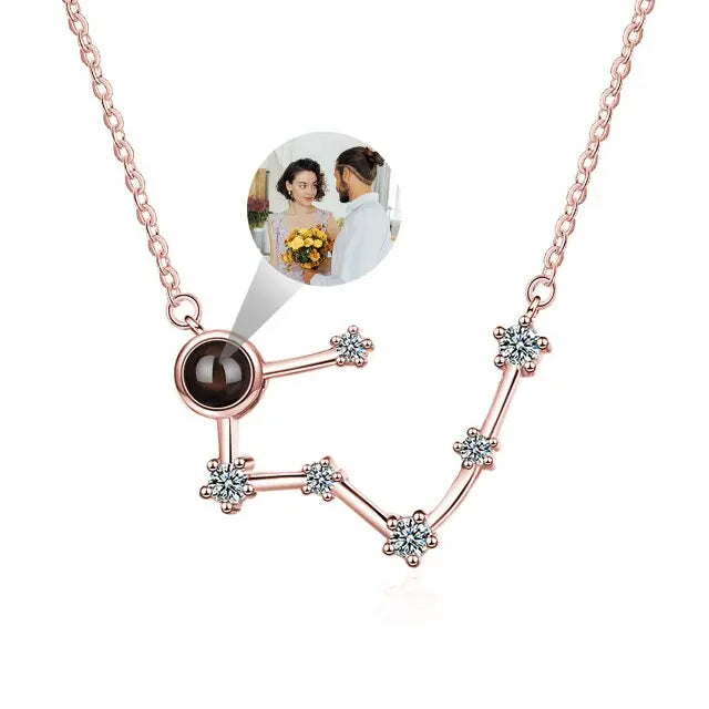 Personalized 12 Constellations Projection Necklace Customized Color Photo Pendant Jewelry Gifts nowadaysfashion