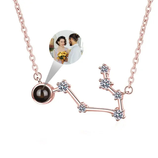 Personalized 12 Constellations Projection Necklace Customized Color Photo Pendant Jewelry Gifts nowadaysfashion