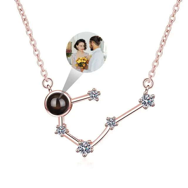 Personalized 12 Constellations Projection Necklace Customized Color Photo Pendant Jewelry Gifts nowadaysfashion