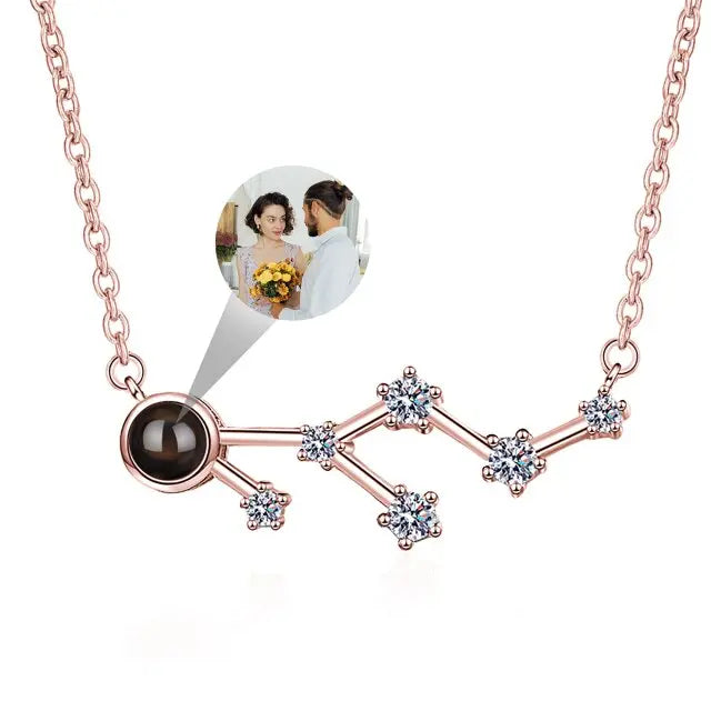 Personalized 12 Constellations Projection Necklace Customized Color Photo Pendant Jewelry Gifts nowadaysfashion