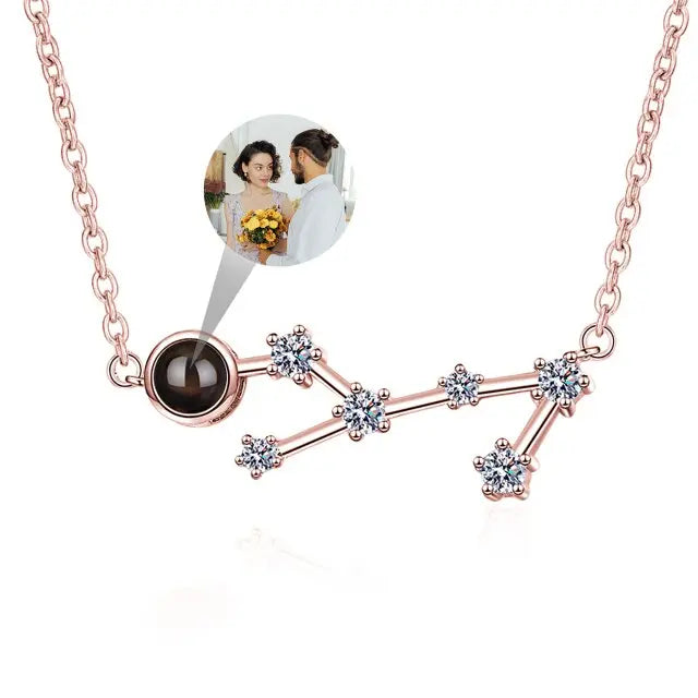Personalized 12 Constellations Projection Necklace Customized Color Photo Pendant Jewelry Gifts nowadaysfashion
