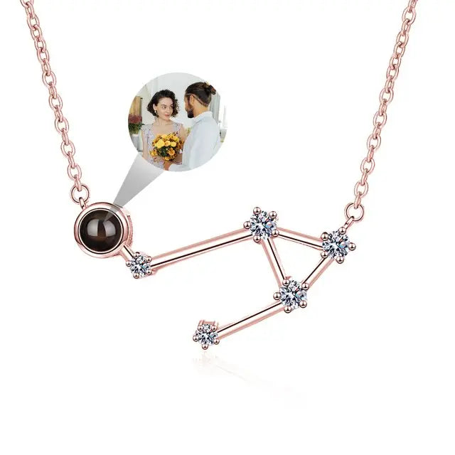 Personalized 12 Constellations Projection Necklace Customized Color Photo Pendant Jewelry Gifts nowadaysfashion