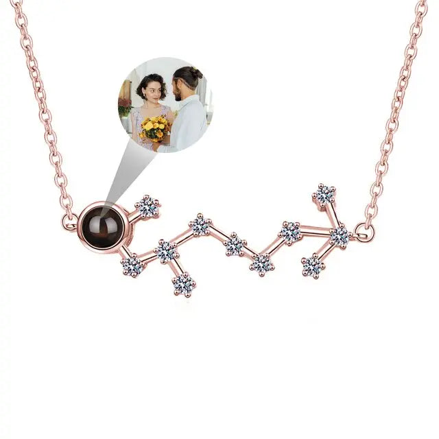 Personalized 12 Constellations Projection Necklace Customized Color Photo Pendant Jewelry Gifts nowadaysfashion