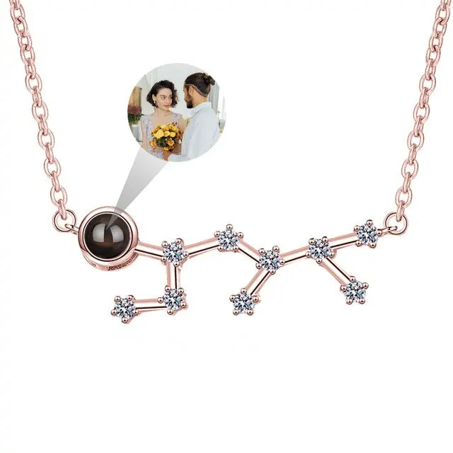 Personalized 12 Constellations Projection Necklace Customized Color Photo Pendant Jewelry Gifts nowadaysfashion