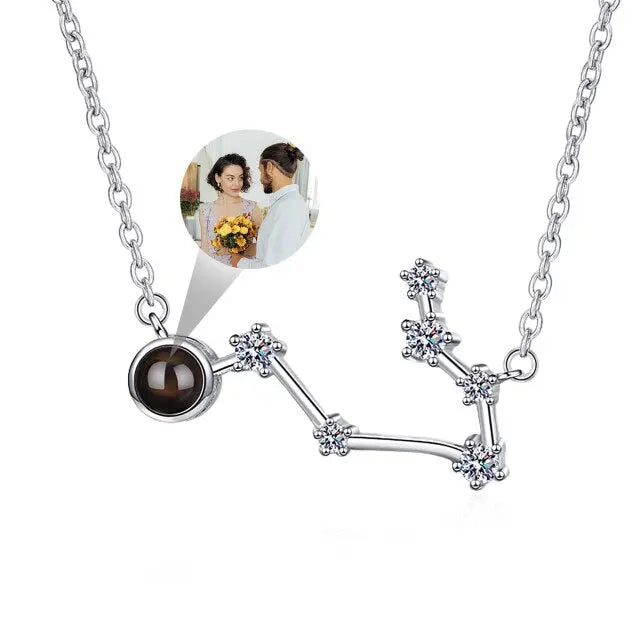Personalized 12 Constellations Projection Necklace Customized Color Photo Pendant Jewelry Gifts nowadaysfashion