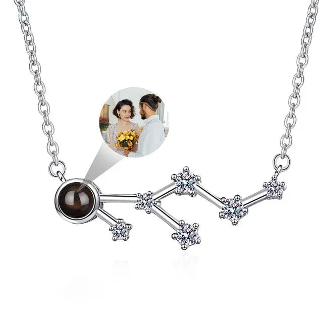 Personalized 12 Constellations Projection Necklace Customized Color Photo Pendant Jewelry Gifts nowadaysfashion