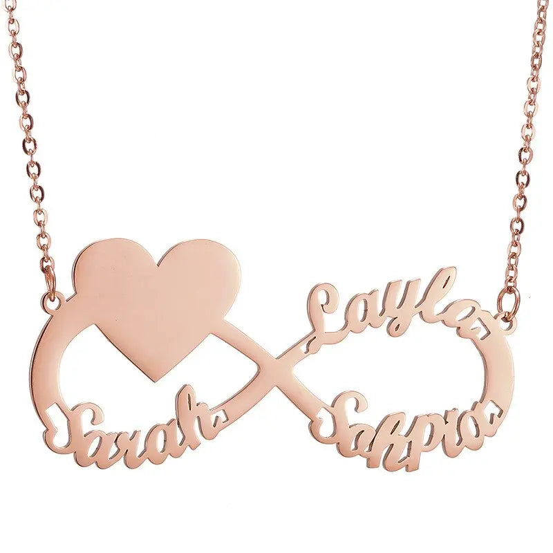 Personalized Steel Infinity Symbol Shape Heart Nameplate Necklace Custom Photo Text Engrave Name Pendant nowadaysfashion