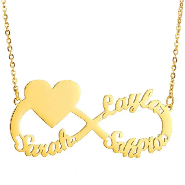 Personalized Steel Infinity Symbol Shape Heart Nameplate Necklace Custom Photo Text Engrave Name Pendant nowadaysfashion