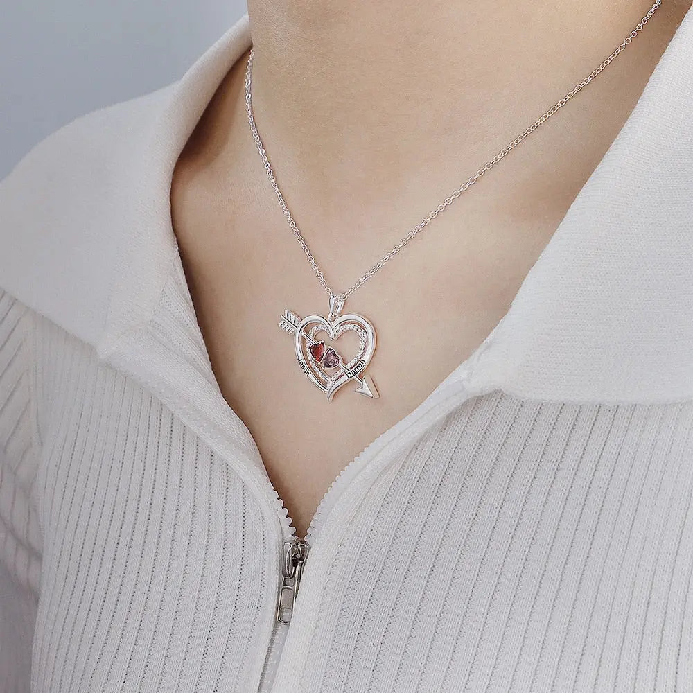 Personalized Love Heart Arrow Shape Necklace Custom Name Gold Silver Color Pendant nowadaysfashion